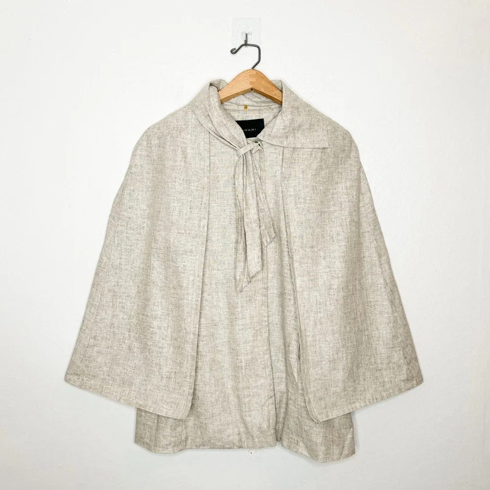 Tahari Womens Linen Blend Draped Cape JacketSmall S - Picture 2 of 9